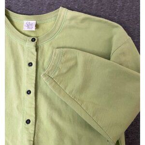 Vintage Silver Wear Green Button Front Cardigan 100% Cotton Womens Medium